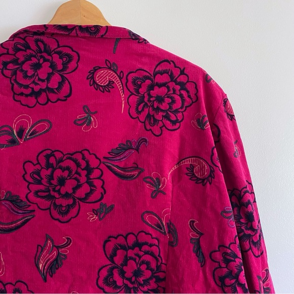 Home Sewn Fuchsia Floral Corduroy Open Front Jacket - Picture 10 of 12